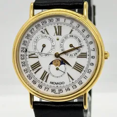 Movado モバード 87-03-862 ホワイト QZ ユニセックス ムーンフェイズ トリプルカレンダー 腕時計 稼働品のサムネイル