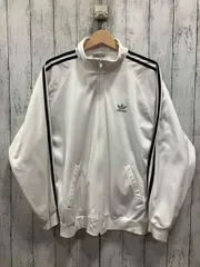 adidas アディダス 万国旗タグ 80s 90s トレフォイル ホワイト トラックジャケット ジャージ 微シミ ジップアップ エンド部分変色 洗濯済