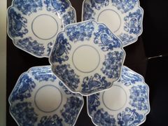 新品箱入5客 龍峰窯 染付更紗 中皿揃 花鳥輪花皿 三洋陶器 - メルカリ