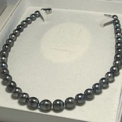 黒蝶真珠 9-16.2セミラウンド ネックレスタヒチ真珠 黒パール黒真珠 