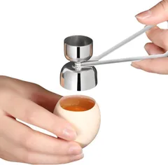Jiza エッグカッター 卵の殻割り 両面使える卵割り器 ステンレス製 卵の殻抜き器 キッチンツール エッグハンマータッチ 玉子 半熟卵 殻割り器 エッグスライサー 剥き器のサムネイル
