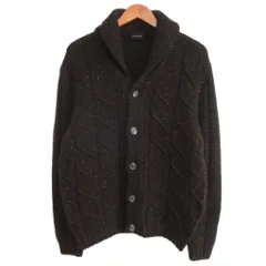 エルメネジルドゼニア Ermenegildo Zegna ニットカーディガン ウール ショールカラー メランジ ケーブル編み M ダークブラウン×ダークグリーン ■MNK9のサムネイル