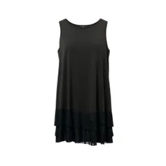 87c6 TOKUKO 1er VOL トクコプルミエヴォル ノースリーブワンピース 膝丈 裾プリーツ レディース 女性服 日本製 サイズ9 ブラックu02tのサムネイル