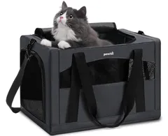 【人気商品】通院 防災 旅行 ドライブ お出かけ 折りたたみ 通気性 リュック 小動物用 避難用 小型犬 ウサギ 猫 猫 猫 きゃりーバッグ ショルダー ダークグレー キャリー 手提げ バッグ 猫キャリー ペットキャリー Pecuteのサムネイル