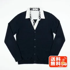 Yin & Yang NEXT カーディガン ネイビー Mサイズ フェイクレイヤード BURBERRY風のサムネイル