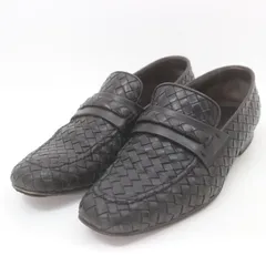 ITWEYN244WDU BOTTEGA VENETA ボッテガヴェネタ イントレチャート ローファー ブラック 黒 ビジネスシューズ フラットシューズ 靴 メンズ サイズ40 1/2のサムネイル