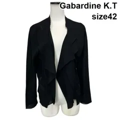 ◇ ギャバジンケーティー Gabardine K.T 長袖カーディガン フロント変形ドレープ アシンメトリー シアー 黒 42 M 9号 レディース S6F158のサムネイル