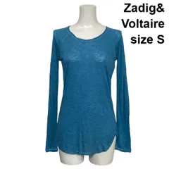 ◇ ザディグエヴォルテール Zadig&Voltaire 長袖カットソー ロンT Tシャツ Uネック ラウンドヘム ラメ 麻混 S 7号 レディース S6F169のサムネイル