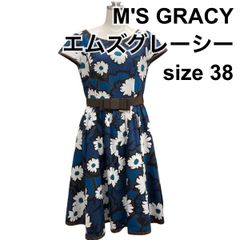 極美品 M'S GRACY 2020年 ボーダー ワンピース ブルー 38 - メルカリ