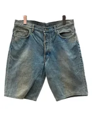 ダブルアールエル RRL 90s Denim Half Pants デニム ハーフ パンツ ボタンフライ カットオフ ワーク 短パン 加工 インディゴ 青 ロゴ ハーフパンツ ブルー サイズ34×31 104MB-586のサムネイル