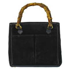 希少色】グッチ バンブー レザー ハンドバッグ ガンメタ系 GUCCI 