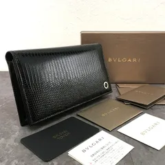 極美品 BVLGARI ブルガリマン 長財布 ブラック リザード型押し レザー 箱付き 166のサムネイル