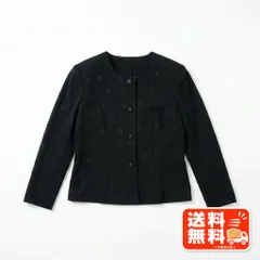 ノーカラージャケット ブラック 総柄 シンプル カジュアルのサムネイル