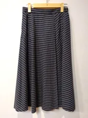 M20【美品】MACKINTOSH LONDON　マッキントッシュロンドン　スカート　ネイビー　ウィンドウペンチェック柄　コットンキュプラストレッチ　38サイズのサムネイル