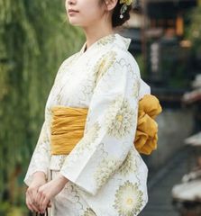 完売品 美品 クティールとレトロ ひまわり柄 浴衣・帯セット