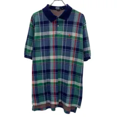 90s USA製 POLO by RALPH LAUREN 半袖 ポロシャツ XL グリーン マルチカラー ハーフボタン 90年代 ポニー刺繍 チェック柄 夏物 a806-5585