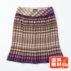 GINZA Maggy 긴자 매기 실크 100% 체크 무늬 스커트 40 iCB풍
