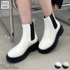 ショップにこにこ サイドゴアブーツ レディース 厚底 【即納】ショートブーツ 厚底ブーツ ミドル 歩きやすい チェルシーブーツ トラックソール ミディアムブーツ アンクルブーツ ボリュームソール レザー PU 合皮 ブラック 黒 ローヒールのサムネイル