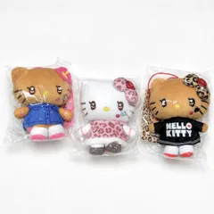 【新品・未使用】HELLO KITTY　サンリオ　ハローキティ　日焼けキティ　キティちゃん　ミニ　マスコット　ぬいぐるみ　キーホルダー　ストラップ　人形　ピンク　黒　白　ハイビスカス　リボン　レオパード