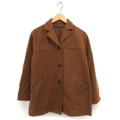ナイスクラップ NICE CLAUP オープンカラー コート ウール ミディ丈 ゆったり シングル 茶 ブラウン /NT7のサムネイル