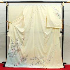 総刺繍 手刺繍 胡蝶蘭 訪問着 未仕立て品 仮絵羽 金糸 八掛付き 正絹