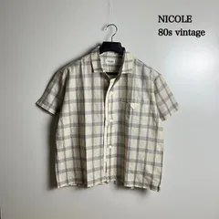 NICOLE 80s vintage BOX Design linen shirts ニコル ヴィンテージ 初期 ボックスシルエット 開襟 チェックシャツ 希少 レア リネン混のサムネイル