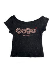 9090 girl Logo OffShoulder Glitter Tシャツ - メルカリ