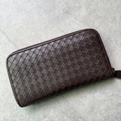 ボッテガヴェネタ イントレチャート ラウンドファスナー 長財布 ダーク