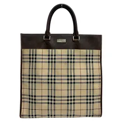 BURBERRY/バーバリー/キャンバス×レザー/ノバチェック/トートバッグ/ハンドバッグ/縦長/A4収納可能/ブラウン/アイボリー/ユニセックス/メンズ/レディース/FB4469のサムネイル