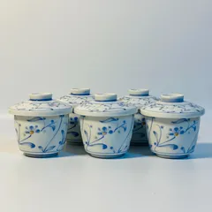 茶碗蒸し 花柄 5客セット 和柄 食器 送料込み フォロー割 クーポンご利用可能 お値引き交渉可能 一点限り