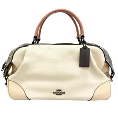 美品 COACH コーチ レーンサッチェルカラーブロックウィズスネークスキン ディテール ハンドバッグ レザー/パイソン ベージュ レディース【中古】【送料無料】