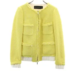 ZARA ザラ ツイード ノーカラージャケット XS イエロー レディース 古着のサムネイル