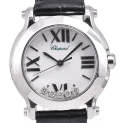ショパール Chopard 27/8509-3001 ハッピースポーツ マークⅡ 5P ダイヤモンド ホワイト クォーツ レディース 箱付き 腕時計 D#147430のサムネイル