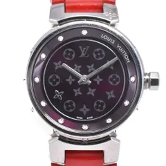 ルイ・ヴィトン LOUIS VUITTON Q12M3 タンブール ディスクディアモン 10P ダイヤ アマラント クォーツ レディース 良品 腕時計 D#147216のサムネイル