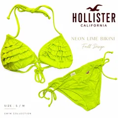 ホリスター Hollister レディース ビキニ 水着 ネオンライム フリル 三角ビキニ グリーン イエロー 海外ブランド カリフォルニア リゾート 海 プール 夏 S Mのサムネイル