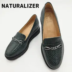 極美品　未使用　NATURALIZER　ナチュラライザー　ビットローファー　厚底　SEPTEMBER/セプテンバー　パイソン型押し　ウェッジソール　23cm　ダークグリーン/濃緑のサムネイル