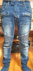 バルマン(BALMAIN) ブルー デニム バイカー ジーンズのサムネイル