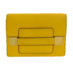 美品 デルヴォー DELVAUX 現行タグ MADAME レザー アイコンウォレット 三つ折り財布 小銭 コインケース脱着可 イエロー レディース オフィスのサムネイル