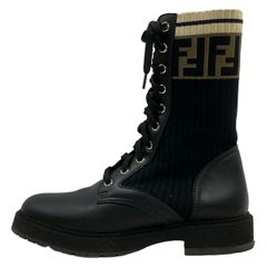 極美品】​FENDI ロココ コンバットブーツ ズッカ柄 ソックスブーツ 25
