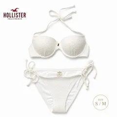 ホリスター Hollister レディース 水着 レース ビキニ ホワイト 白 パッド入り ホルターネック サイドリボン セパレート スイムウェア 海 プール S Mのサムネイル