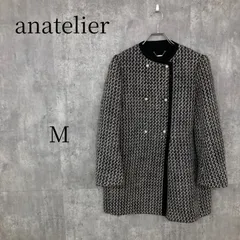 anatelier アナトリエ ハーフコート M パールボタン ジャケット アウター レディース ブラック グレー 上品 きれいめ カジュアル オフィス 通勤 通学 シンプル 大人可愛い おしゃれ スタイルアップ 着回し 秋 冬 春 人気 定番のサムネイル