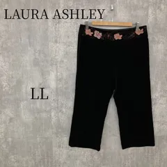 LAURA ASHLEY ローラアシュレイ パンツ LL 13号 ブラック 黒 花柄 刺繍 ベロア ボトムス レディース きれいめ カジュアル オフィス 通勤 通学 シンプル 大人可愛い おしゃれ スタイルアップ 着回し 秋 冬 春 人気のサムネイル