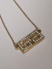 松4462 【美品】GIVENCHY ヴィンテージ ネックレス スクエア Wロゴ ストーン 金 GPのサムネイル