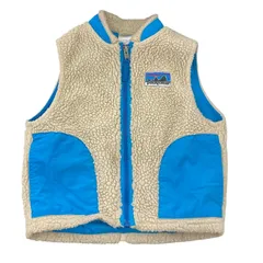 186005 現状品 patagonia パタゴニア フリースベスト 100～110cm ベージュ/ブルー キッズ