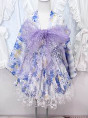 夢かわロリータ♡姫ギャル浴衣ドレス ホワイト×ブルー♡ レースフリル