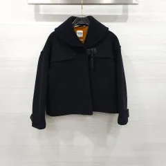 34 / エルメス ネイビー ウール ハーフ コートのサムネイル