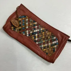 ◆ IBIZA イビサ クラッチバッグ 編み込み レザーバッグ セカンドバッグ マルチカラー 中古品