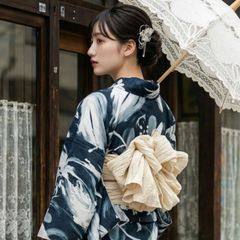 浴衣 帯 2点セット DITA 涼の音 ホワイト ブルー - メルカリ