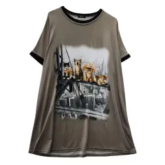 KitschCat プリンティング リンガー ブラウン 半袖 Tシャツ Fのサムネイル
