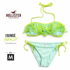ホリスター HOLLISTER レディース 水着 フリンジ ビキニ 2WAY バンドゥ ホルターネック パッド付き パッド取り外し可 ミント グリーン 海外ブランド Mのサムネイル